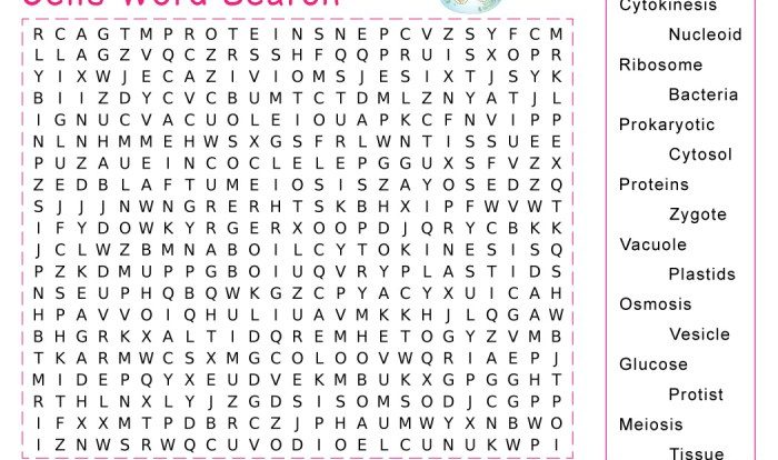 Cell and cell organelles word search puzzle answer key