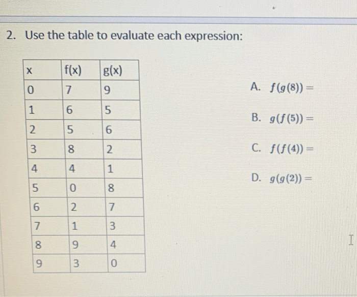 Values evaluate table use expressions transcribed text show below