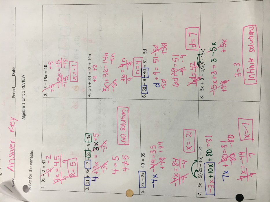 Unit 1 test study guide equations and inequalities answer key