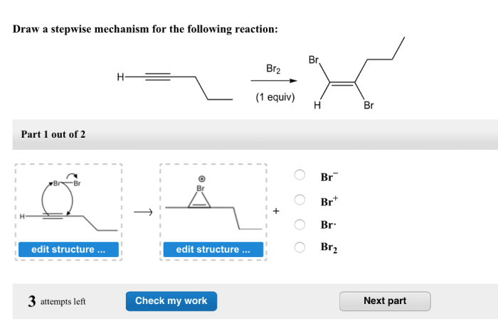 Mechanism draw following stepwise reaction hbr br part ch3br